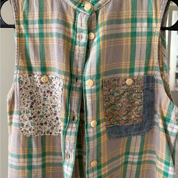 Denim & Supply Ralph Lauren Plaid Sleeveless Top - Green and Yellow - Picture 4 of 5